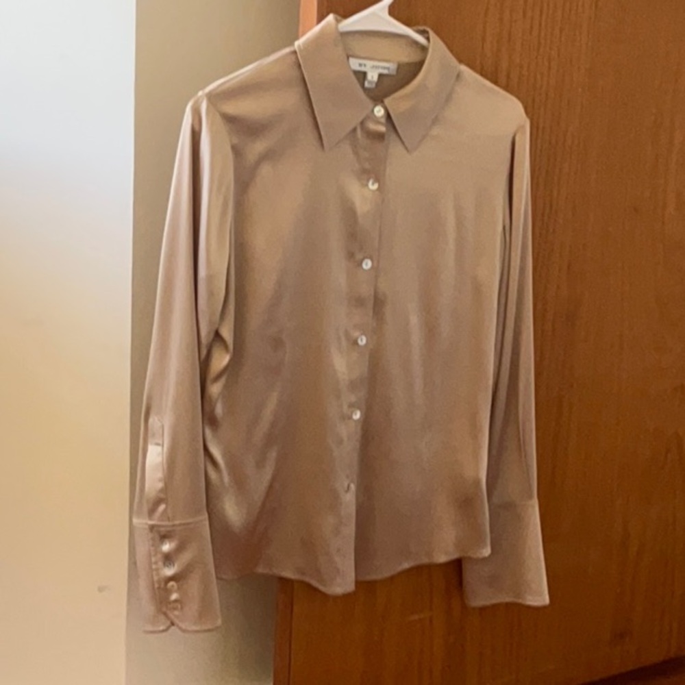 St. John Satin Blouse in Tan
